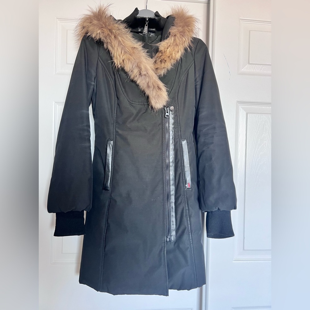 Sicily black winter jacket with real fur